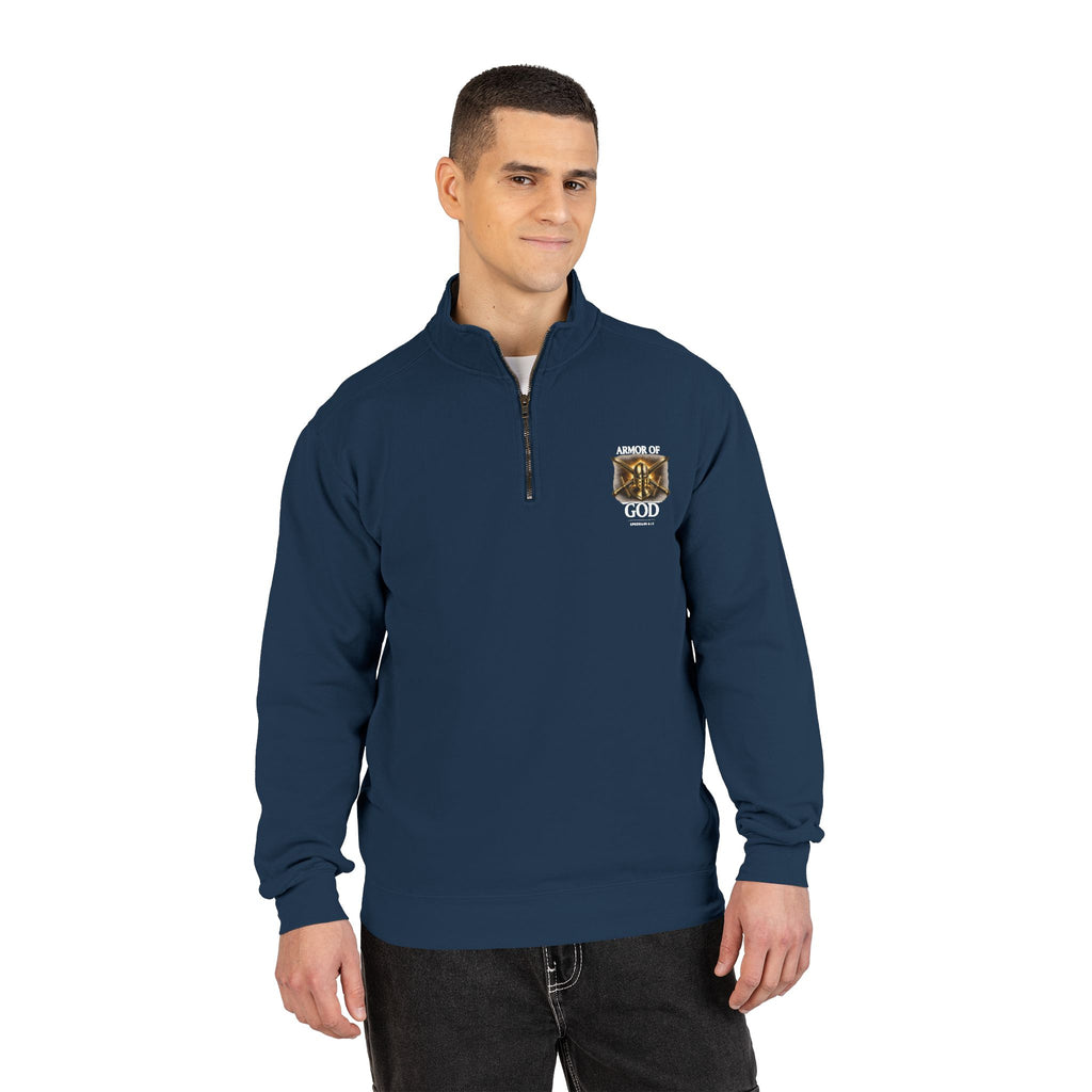 Discipline Endure Pain Built by Faith Quarter-Zip Sweatshirt – Christian Armor Pullover