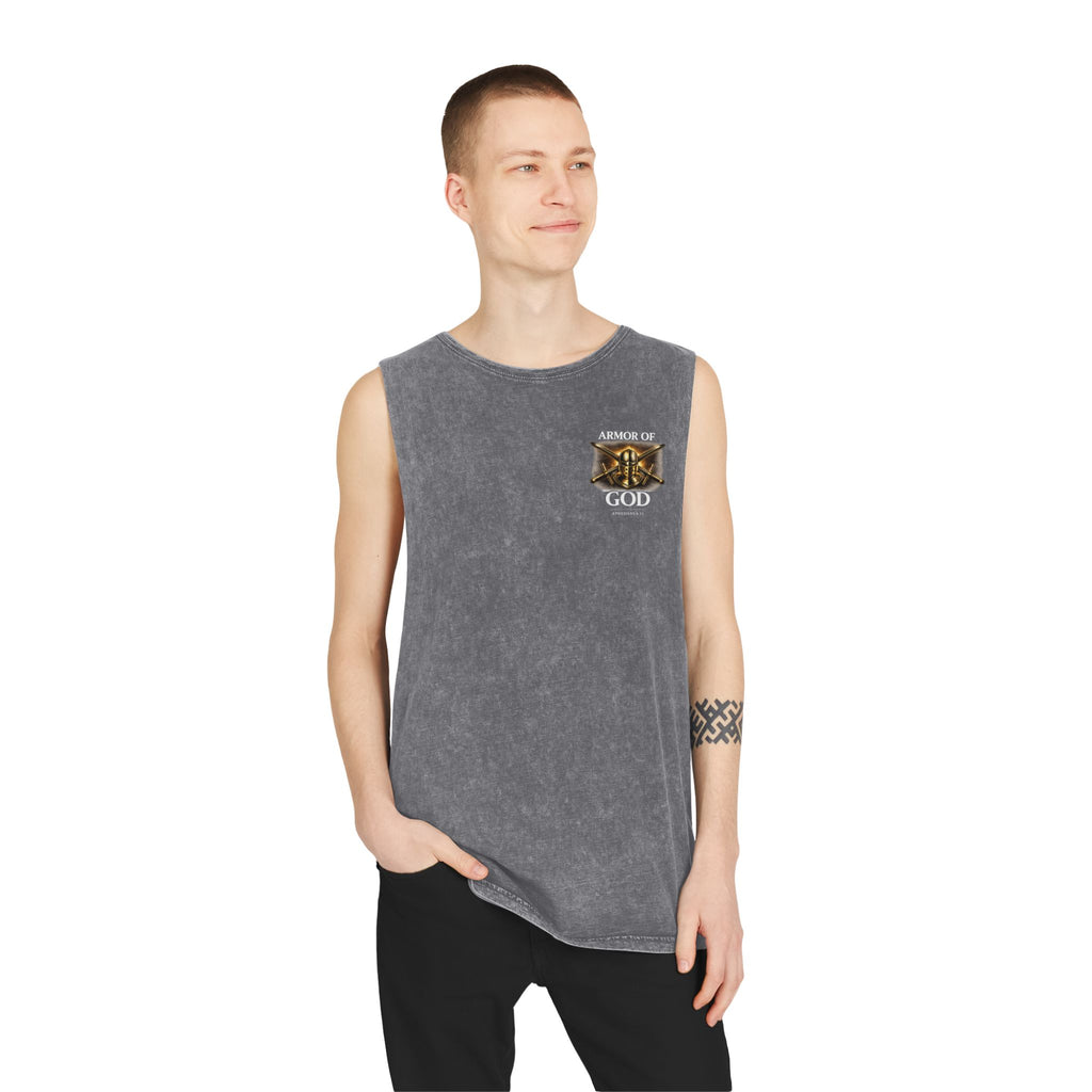 Discipline Live For God Stonewash Tank – Christian Faith Workout Tank Top