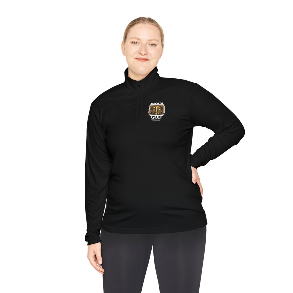 Discipline Built by Faith Quarter-Zip Pullover – Christian Performance Long Sleeve