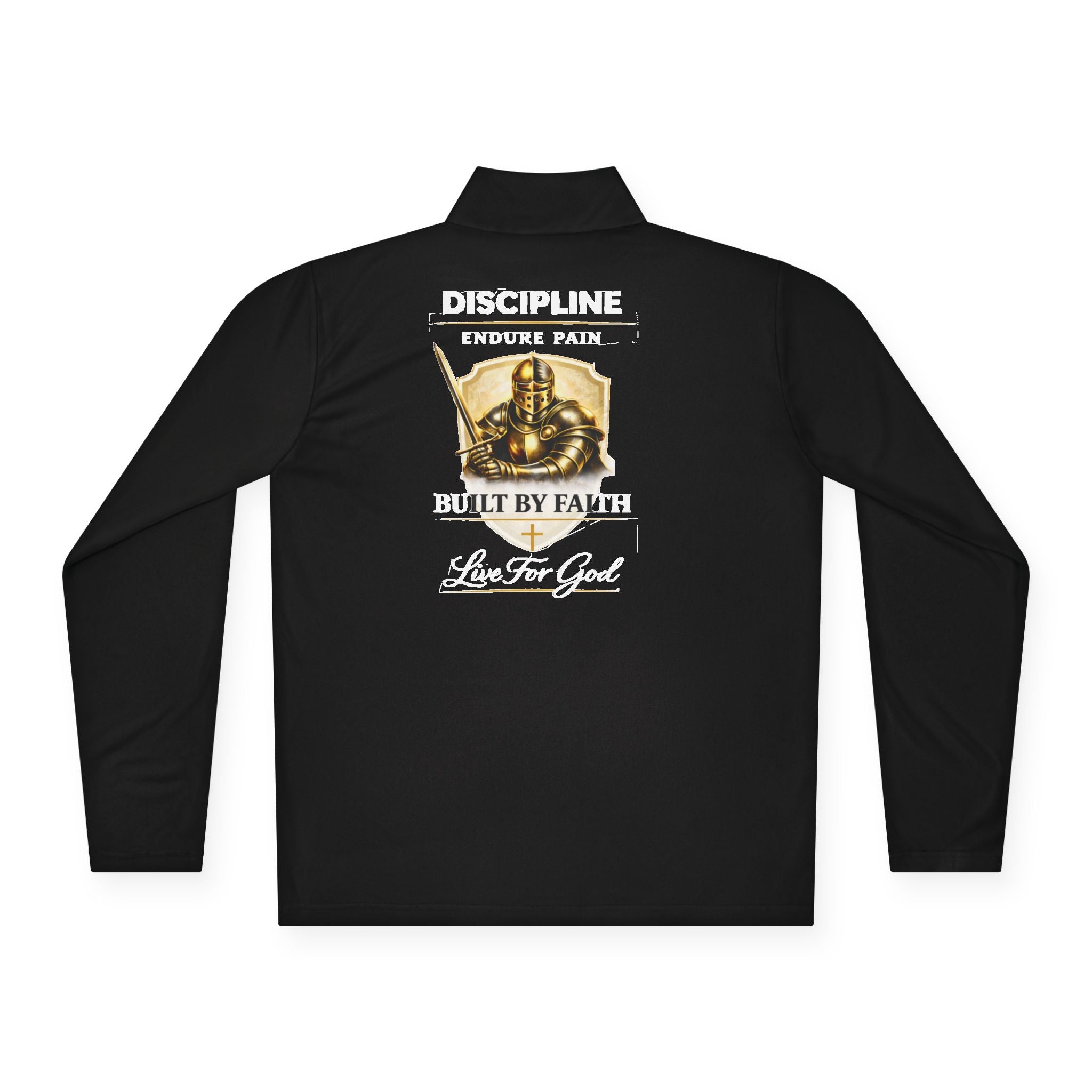 Discipline Built by Faith Quarter-Zip Pullover – Christian Performance Long Sleeve