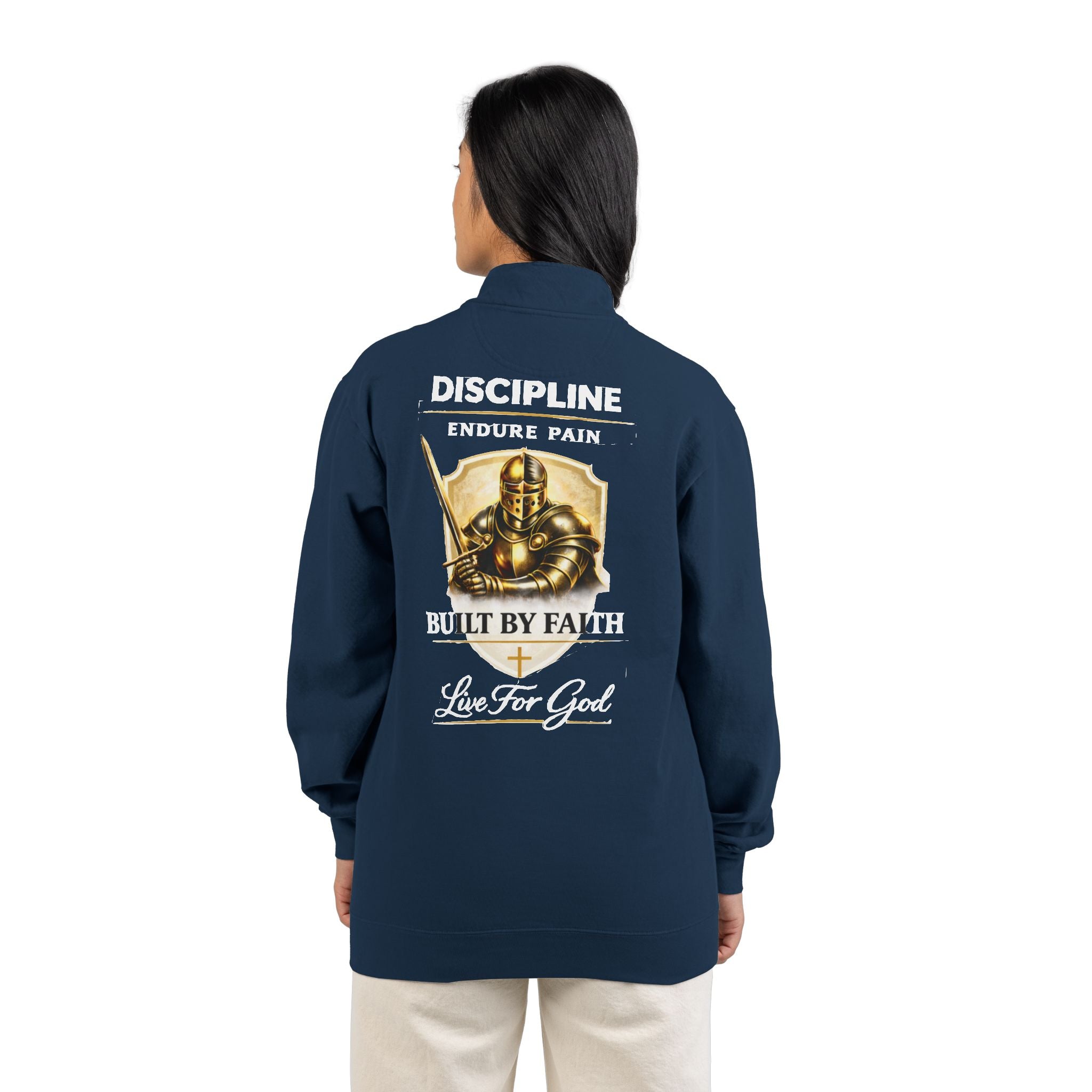 Discipline Endure Pain Built by Faith Quarter-Zip Sweatshirt – Christian Armor Pullover