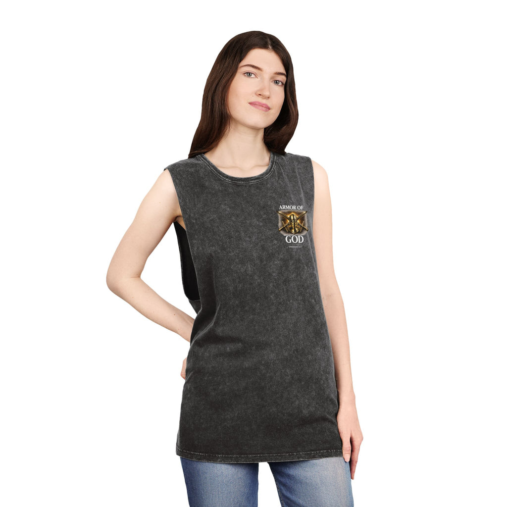 Discipline Live For God Stonewash Tank – Christian Faith Workout Tank Top