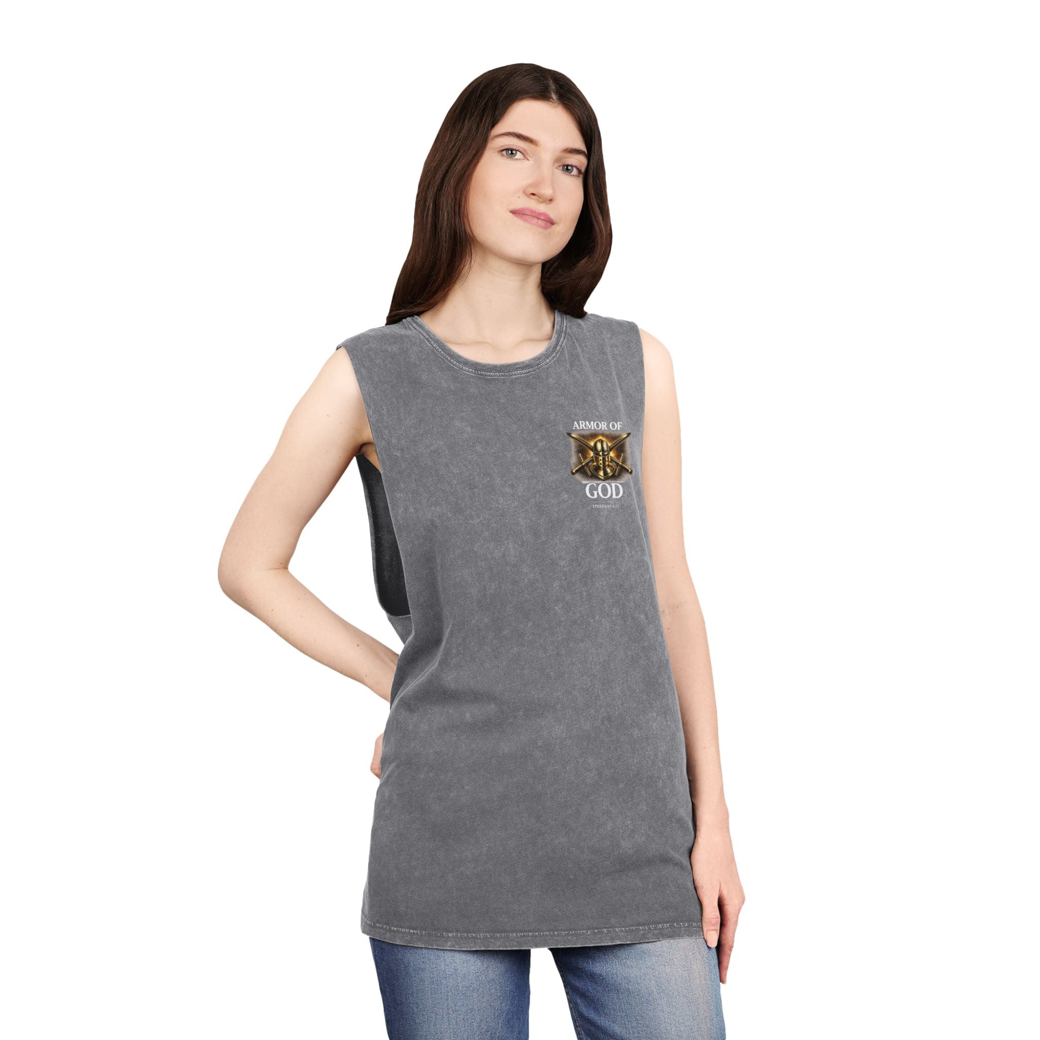 Discipline Live For God Stonewash Tank – Christian Faith Workout Tank Top