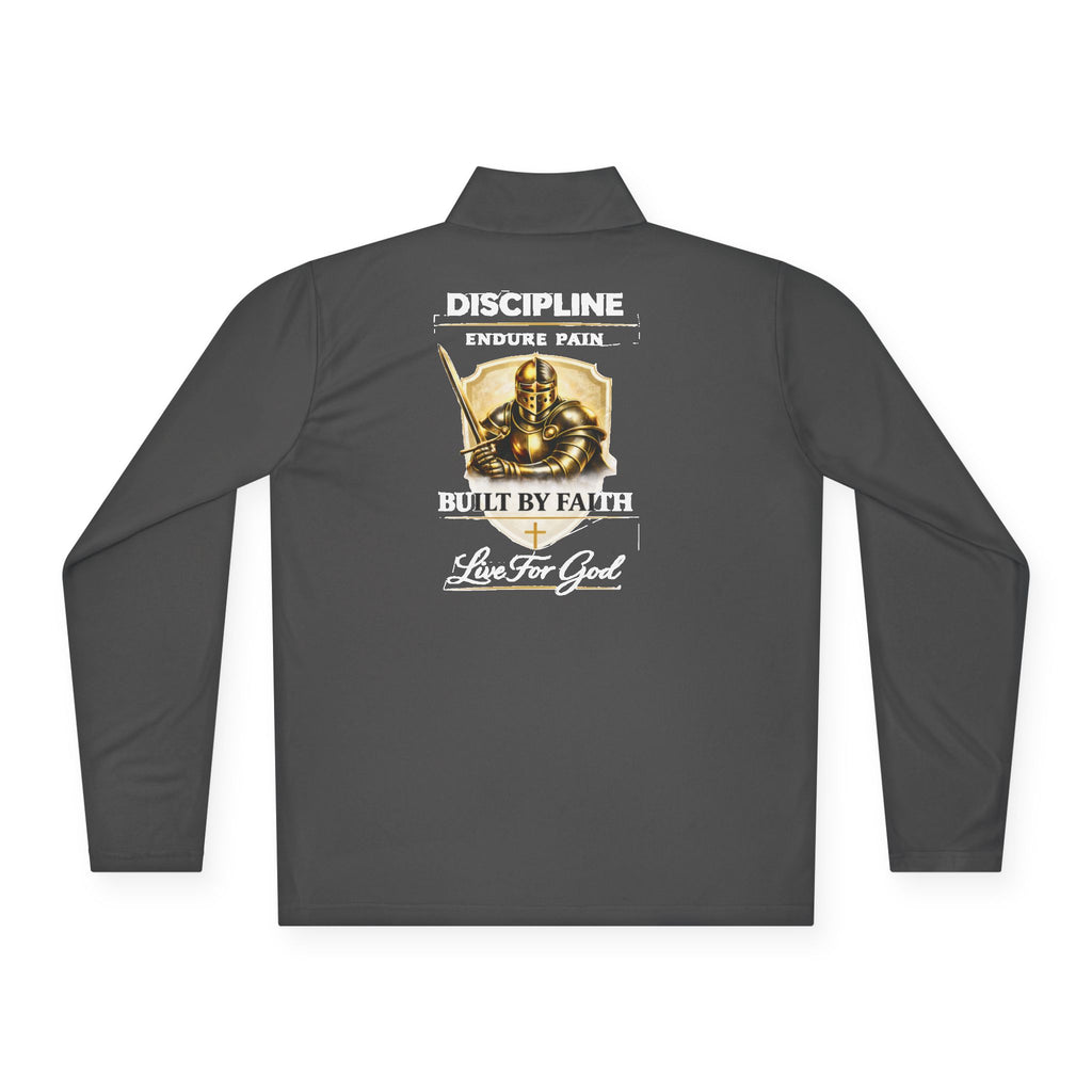 Discipline Built by Faith Quarter-Zip Pullover – Christian Performance Long Sleeve