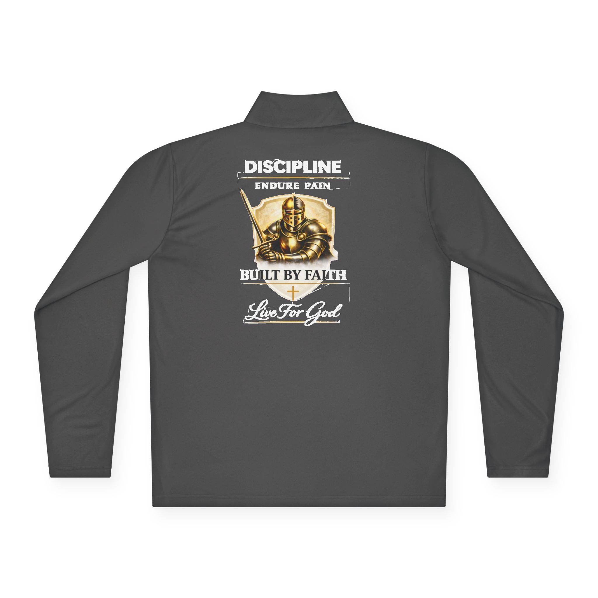 Discipline Built by Faith Quarter-Zip Pullover – Christian Performance Long Sleeve
