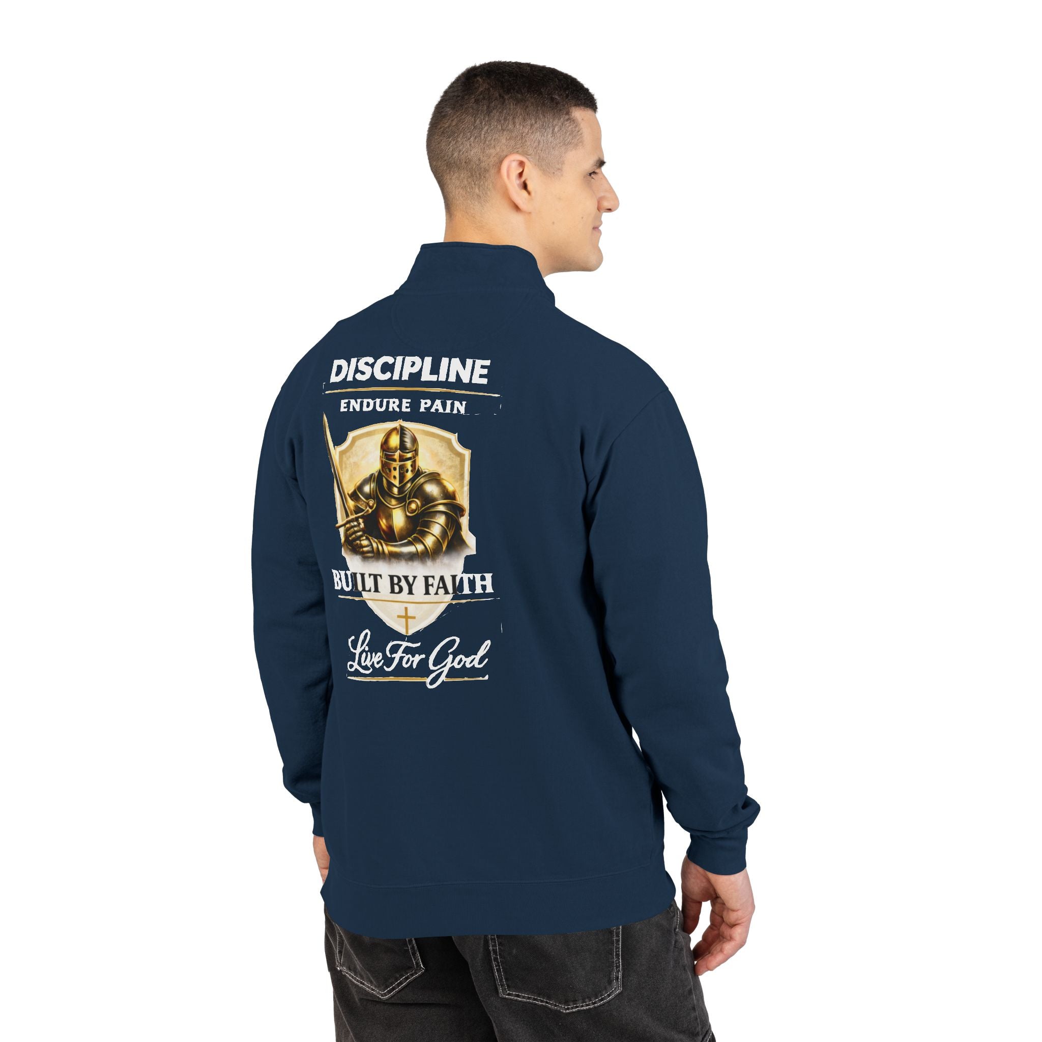 Discipline Endure Pain Built by Faith Quarter-Zip Sweatshirt – Christian Armor Pullover