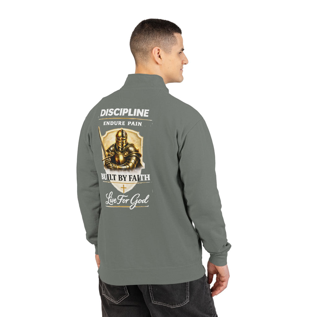 Discipline Endure Pain Built by Faith Quarter-Zip Sweatshirt – Christian Armor Pullover