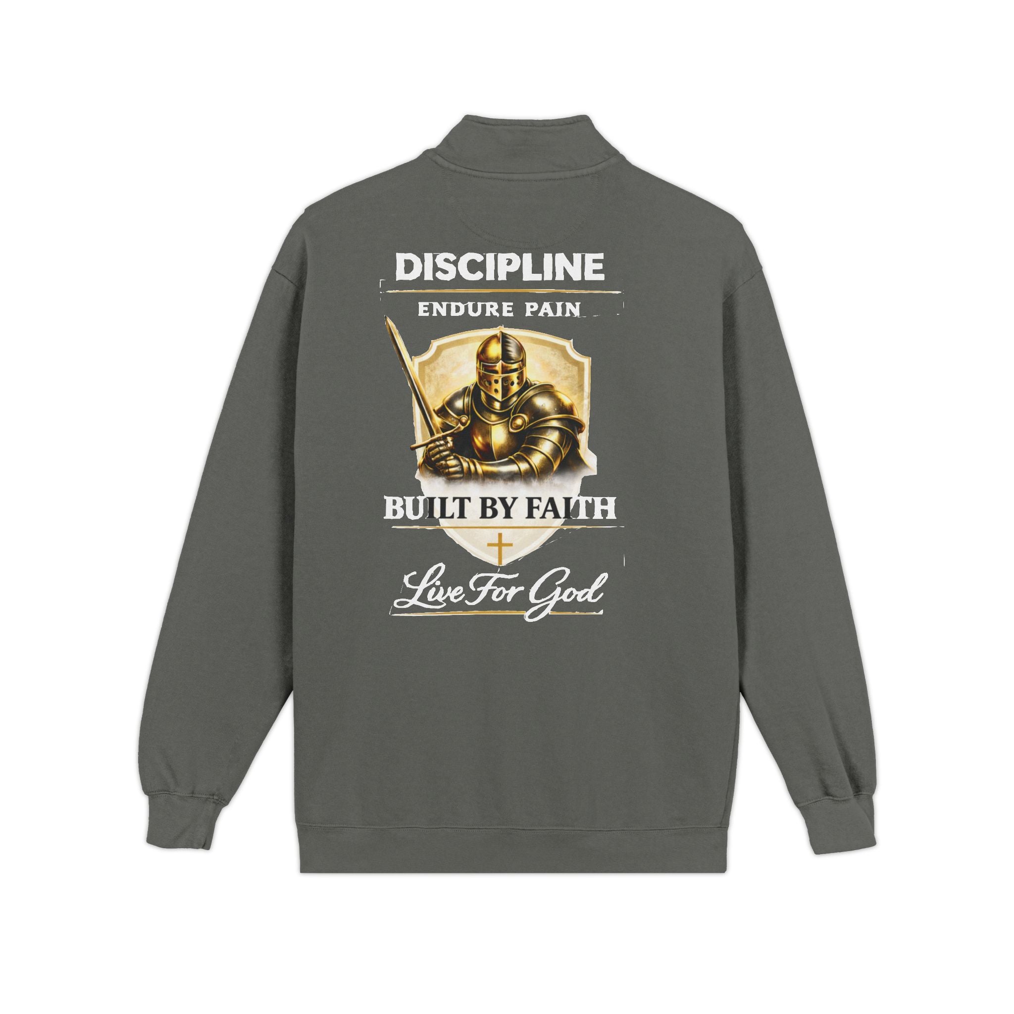 Discipline Endure Pain Built by Faith Quarter-Zip Sweatshirt – Christian Armor Pullover