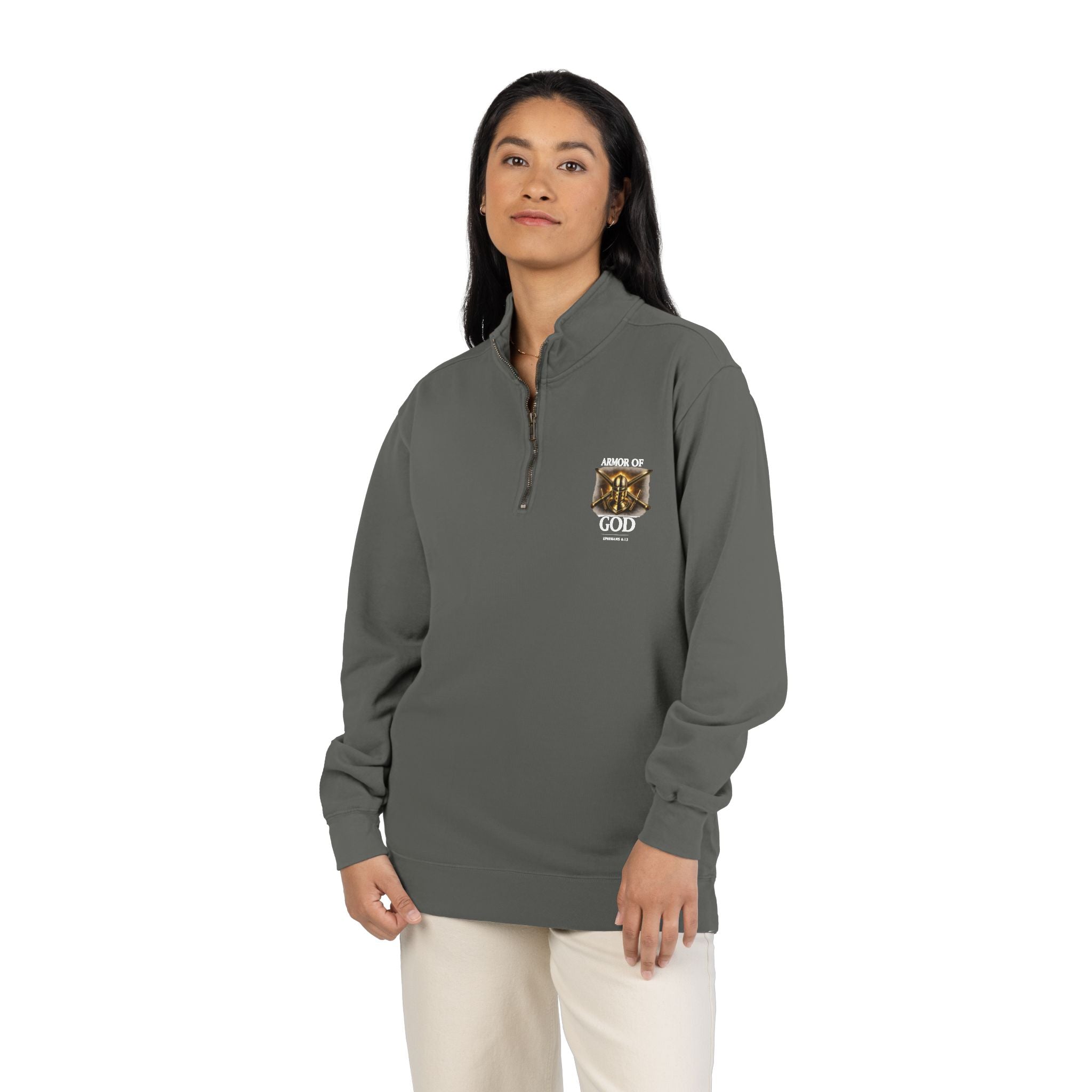 Discipline Endure Pain Built by Faith Quarter-Zip Sweatshirt – Christian Armor Pullover