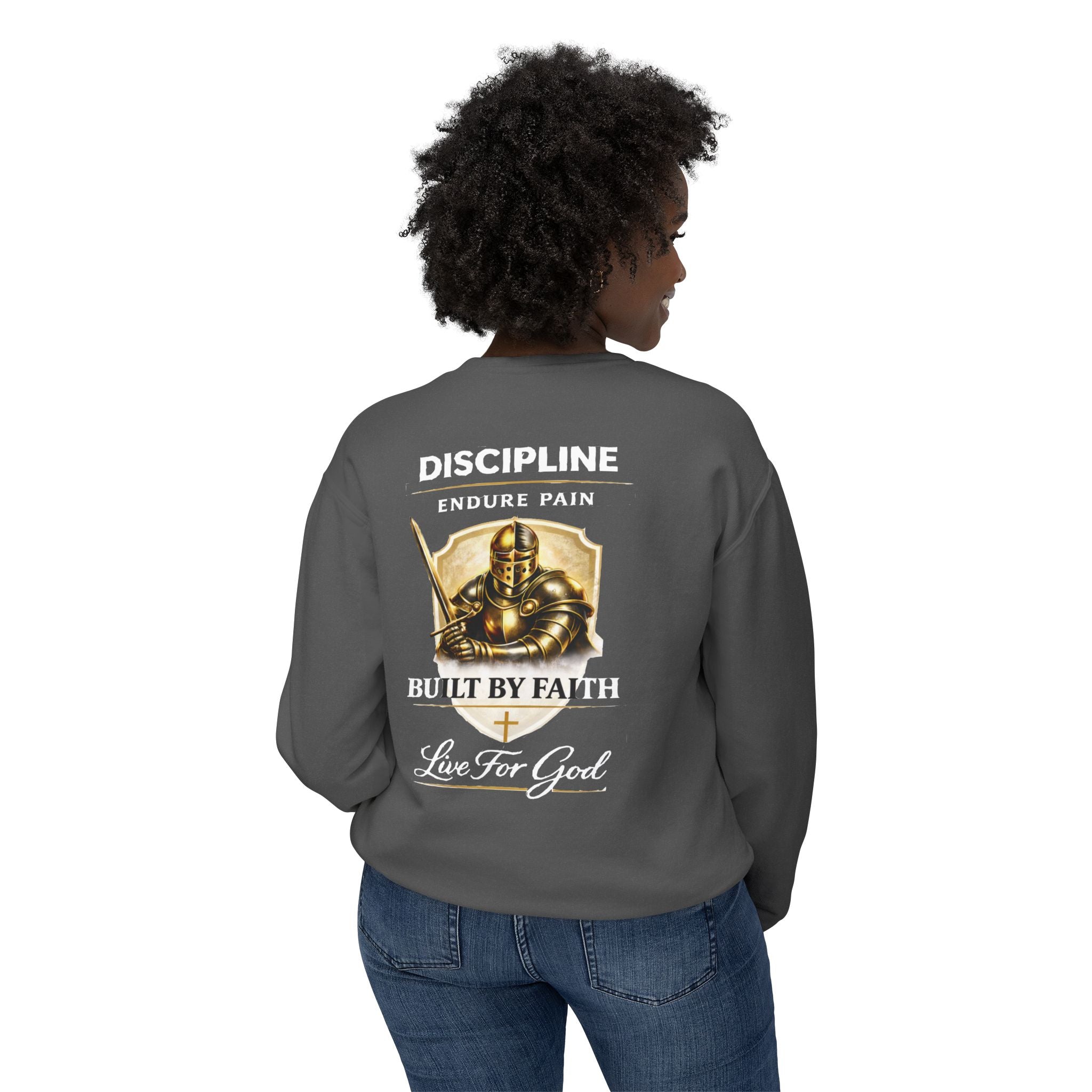 Discipline Built by Faith Sweatshirt – Armor of God Christian Crewneck
