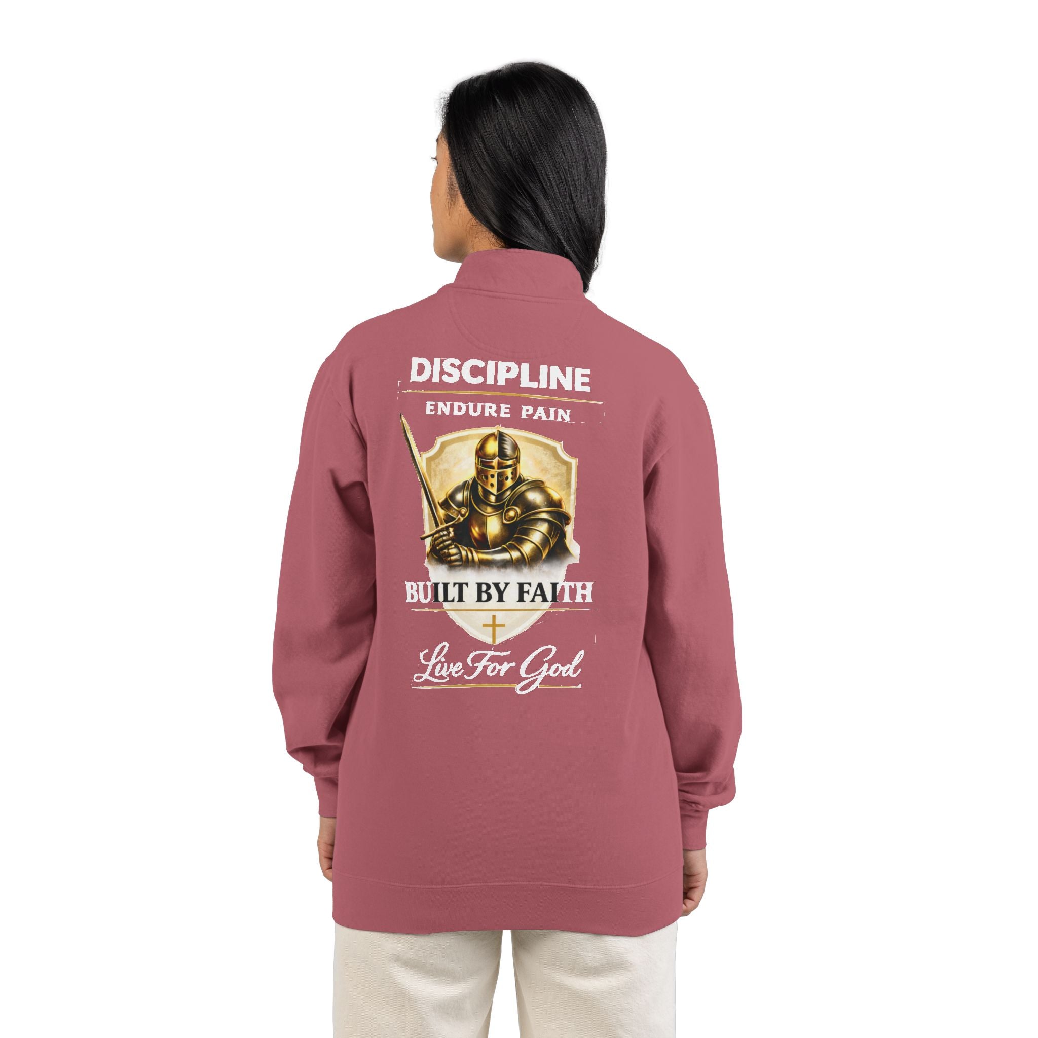 Discipline Endure Pain Built by Faith Quarter-Zip Sweatshirt – Christian Armor Pullover