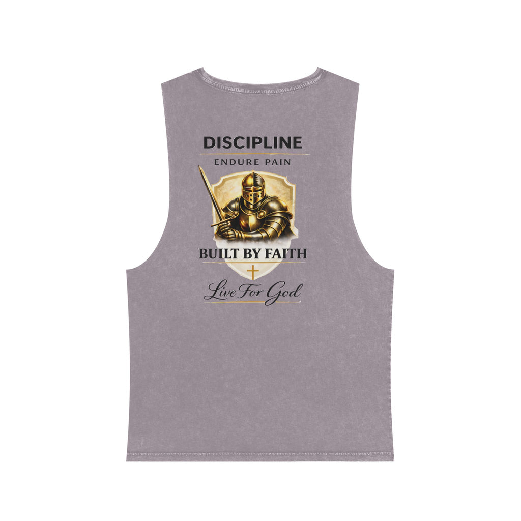 Discipline Live For God Stonewash Tank – Christian Faith Workout Tank Top