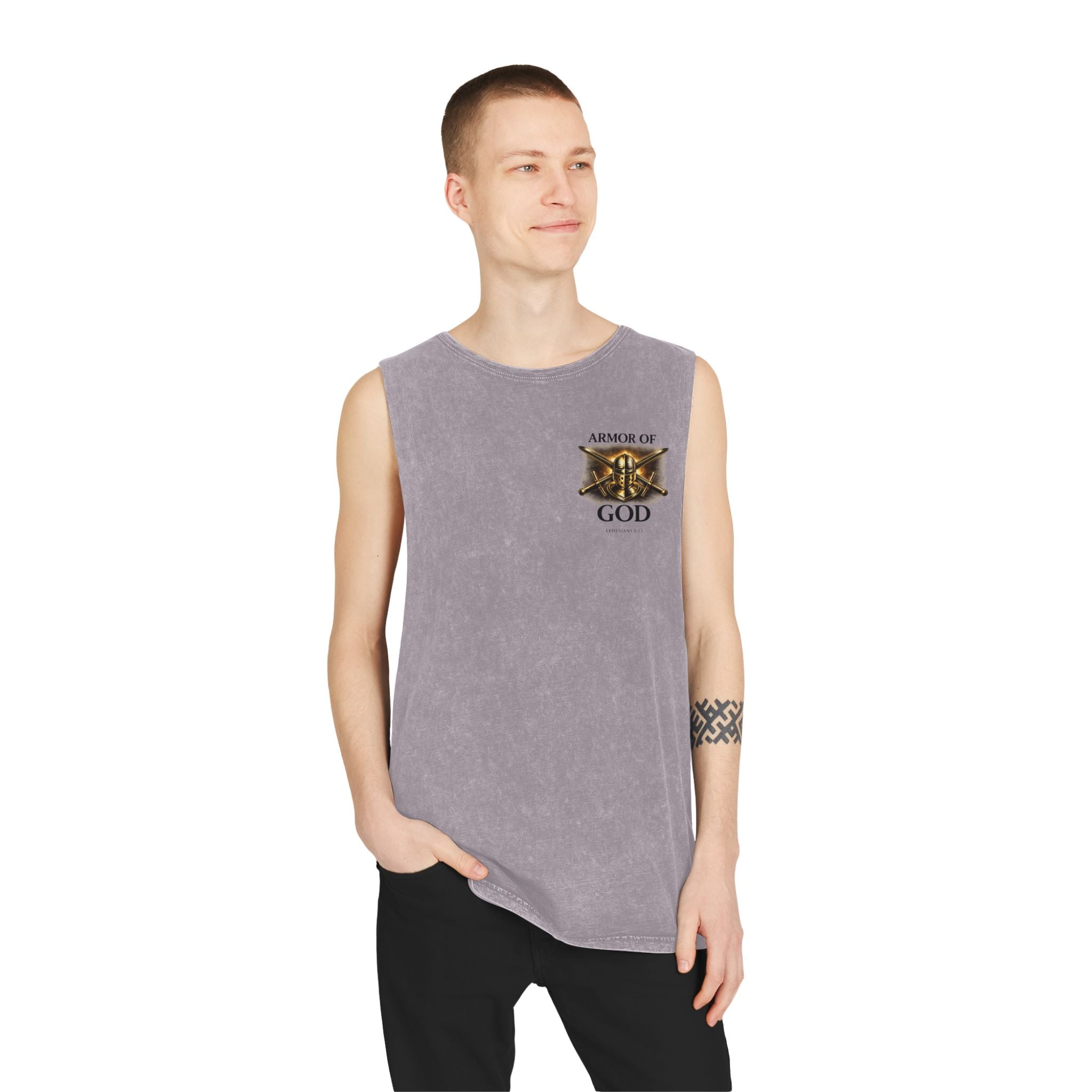 Discipline Live For God Stonewash Tank – Christian Faith Workout Tank Top