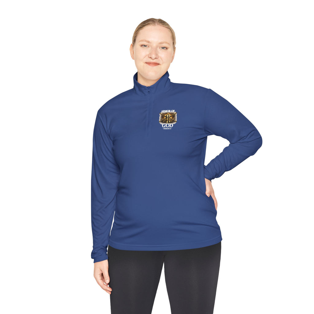 Discipline Built by Faith Quarter-Zip Pullover – Christian Performance Long Sleeve