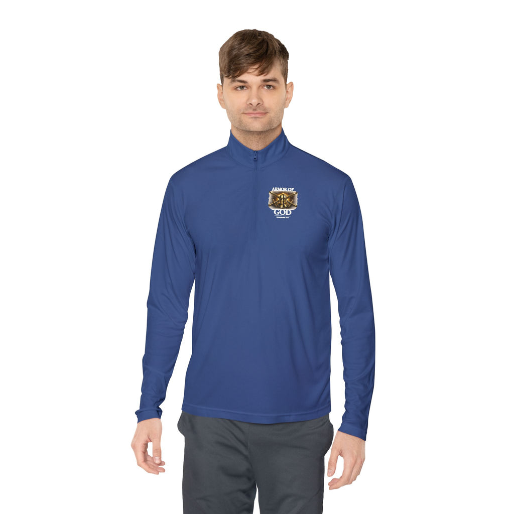 Discipline Built by Faith Quarter-Zip Pullover – Christian Performance Long Sleeve