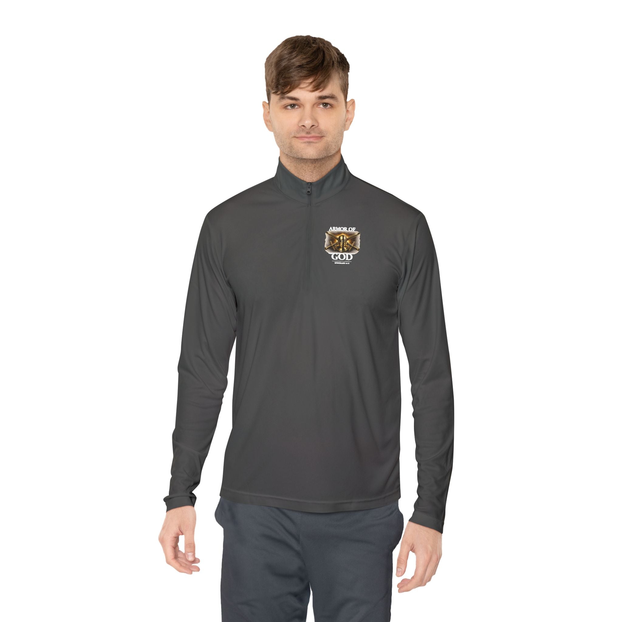 Discipline Built by Faith Quarter-Zip Pullover – Christian Performance Long Sleeve