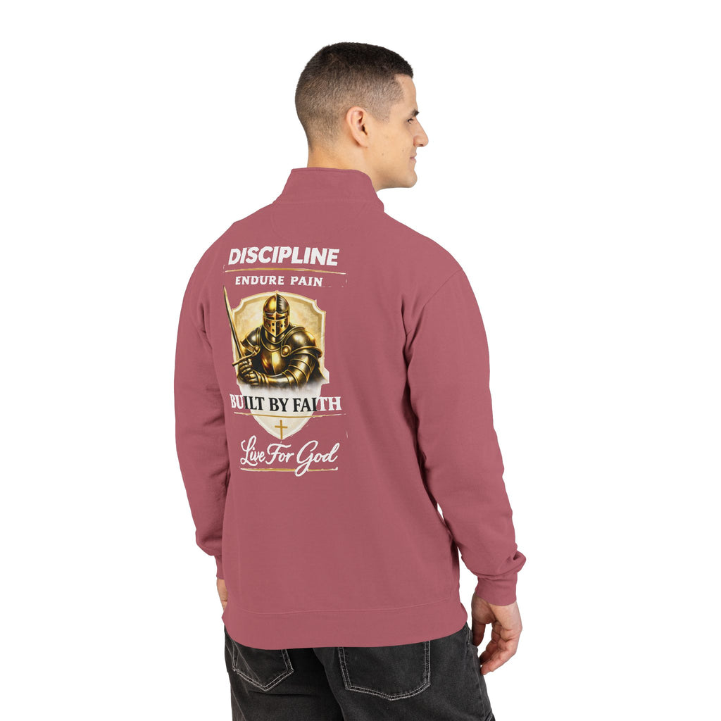 Discipline Endure Pain Built by Faith Quarter-Zip Sweatshirt – Christian Armor Pullover