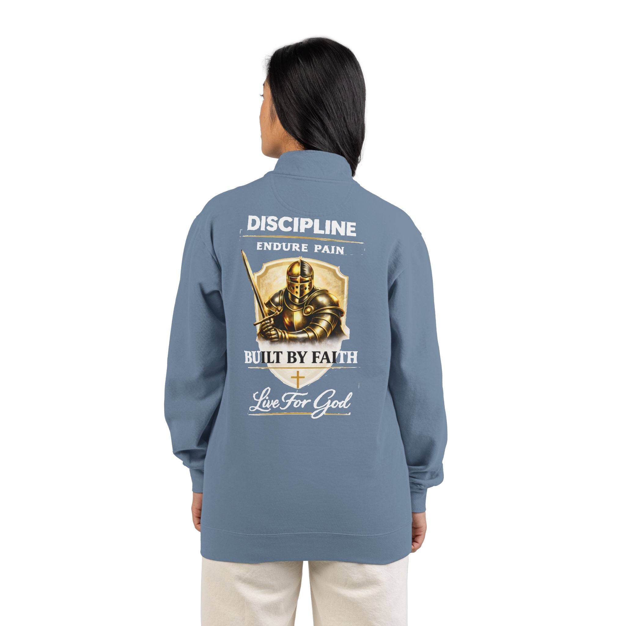 Discipline Endure Pain Built by Faith Quarter-Zip Sweatshirt – Christian Armor Pullover