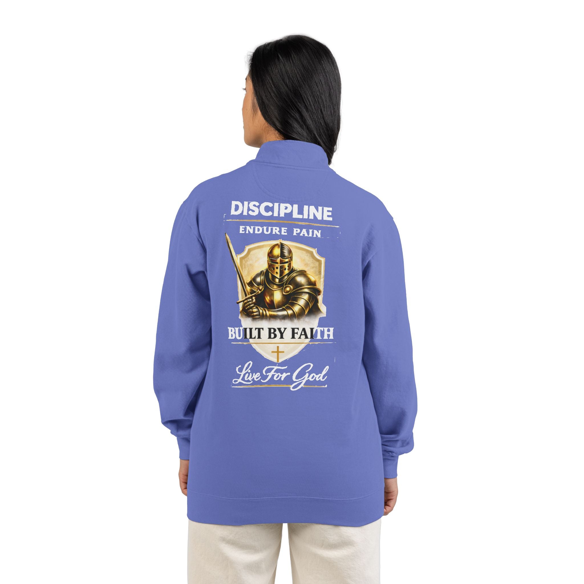 Discipline Endure Pain Built by Faith Quarter-Zip Sweatshirt – Christian Armor Pullover