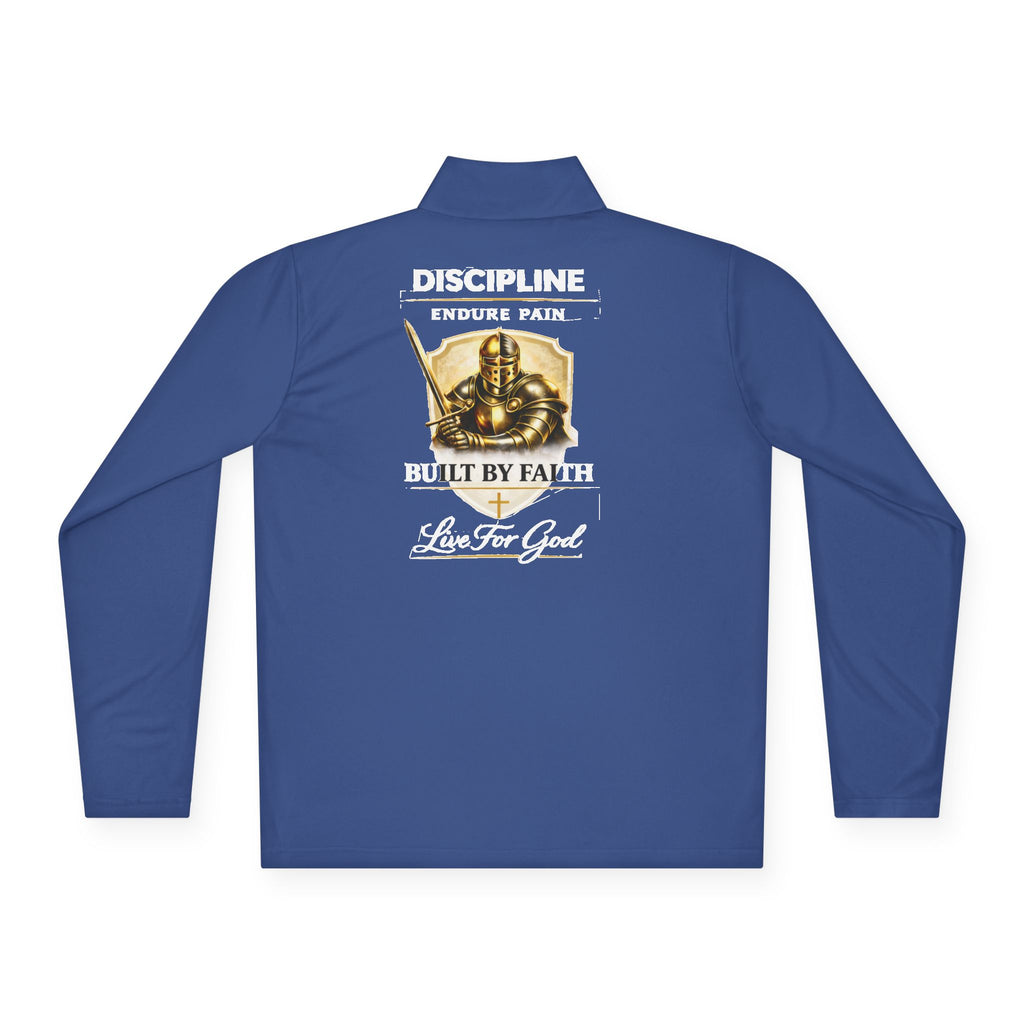 Discipline Built by Faith Quarter-Zip Pullover – Christian Performance Long Sleeve