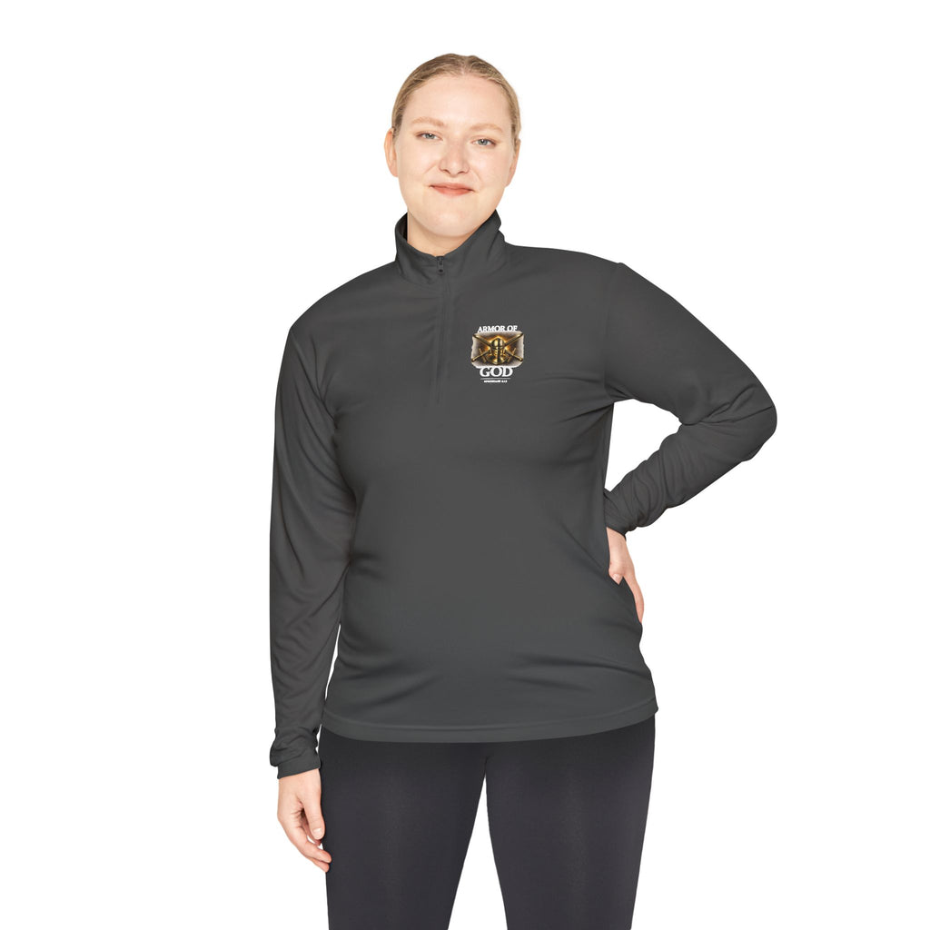 Discipline Built by Faith Quarter-Zip Pullover – Christian Performance Long Sleeve