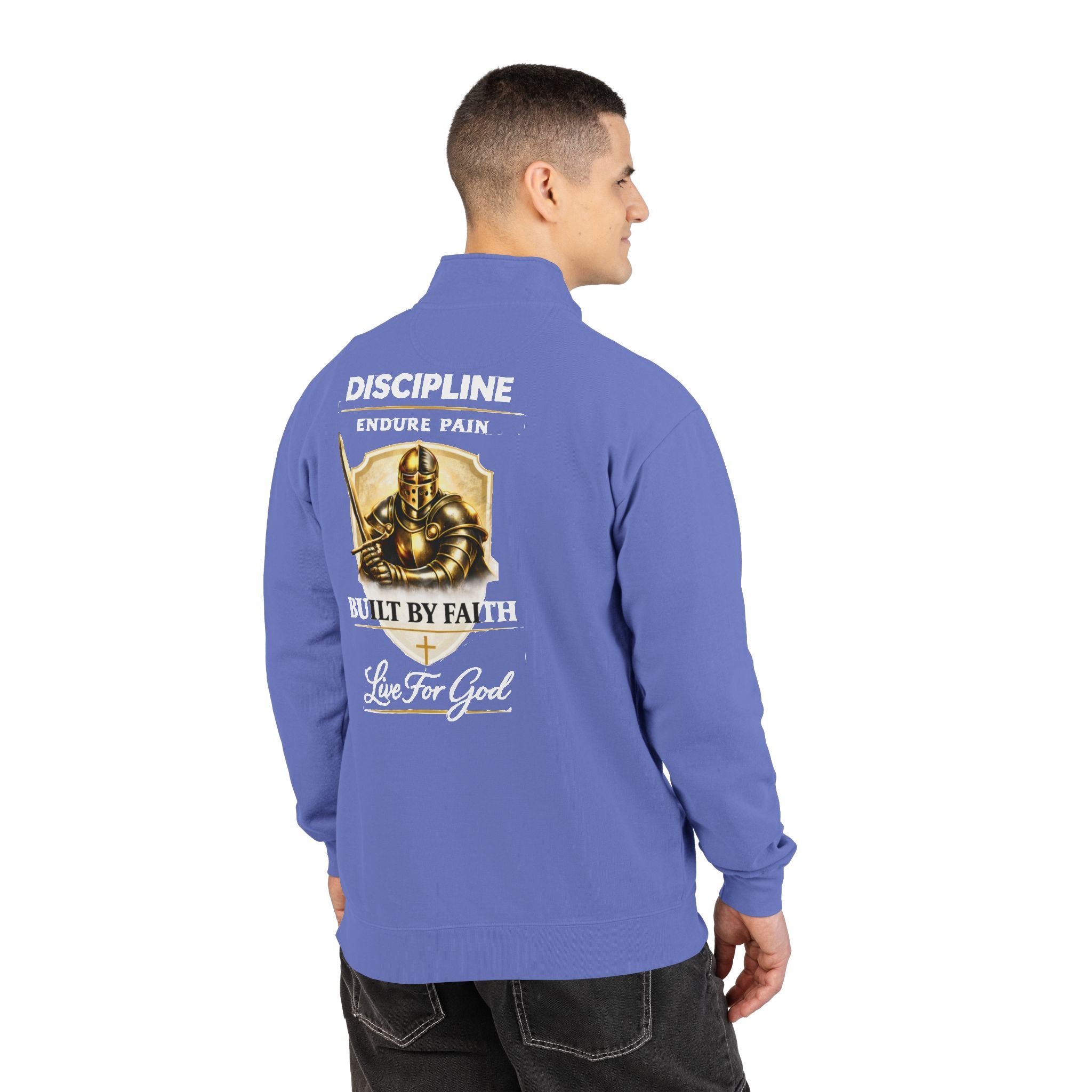 Discipline Endure Pain Built by Faith Quarter-Zip Sweatshirt – Christian Armor Pullover