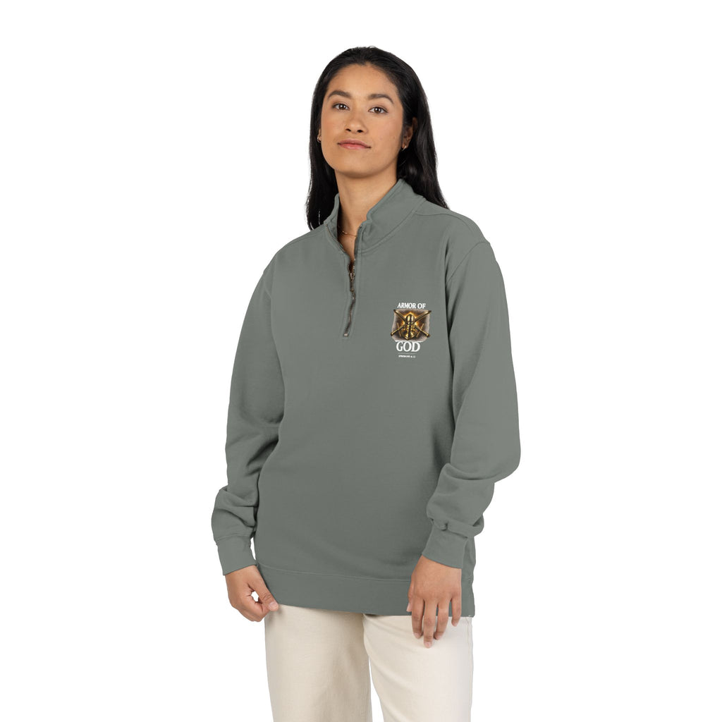 Discipline Endure Pain Built by Faith Quarter-Zip Sweatshirt – Christian Armor Pullover