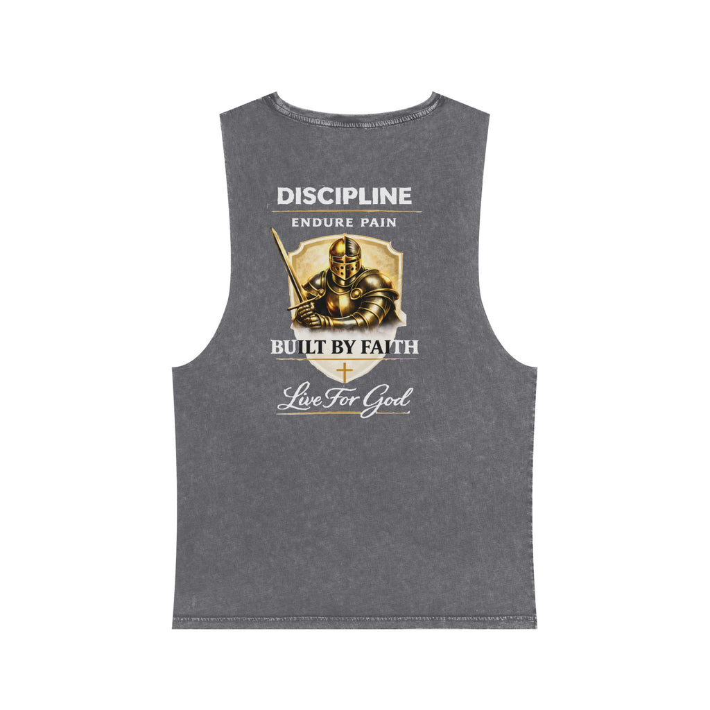 Discipline Live For God Stonewash Tank – Christian Faith Workout Tank Top