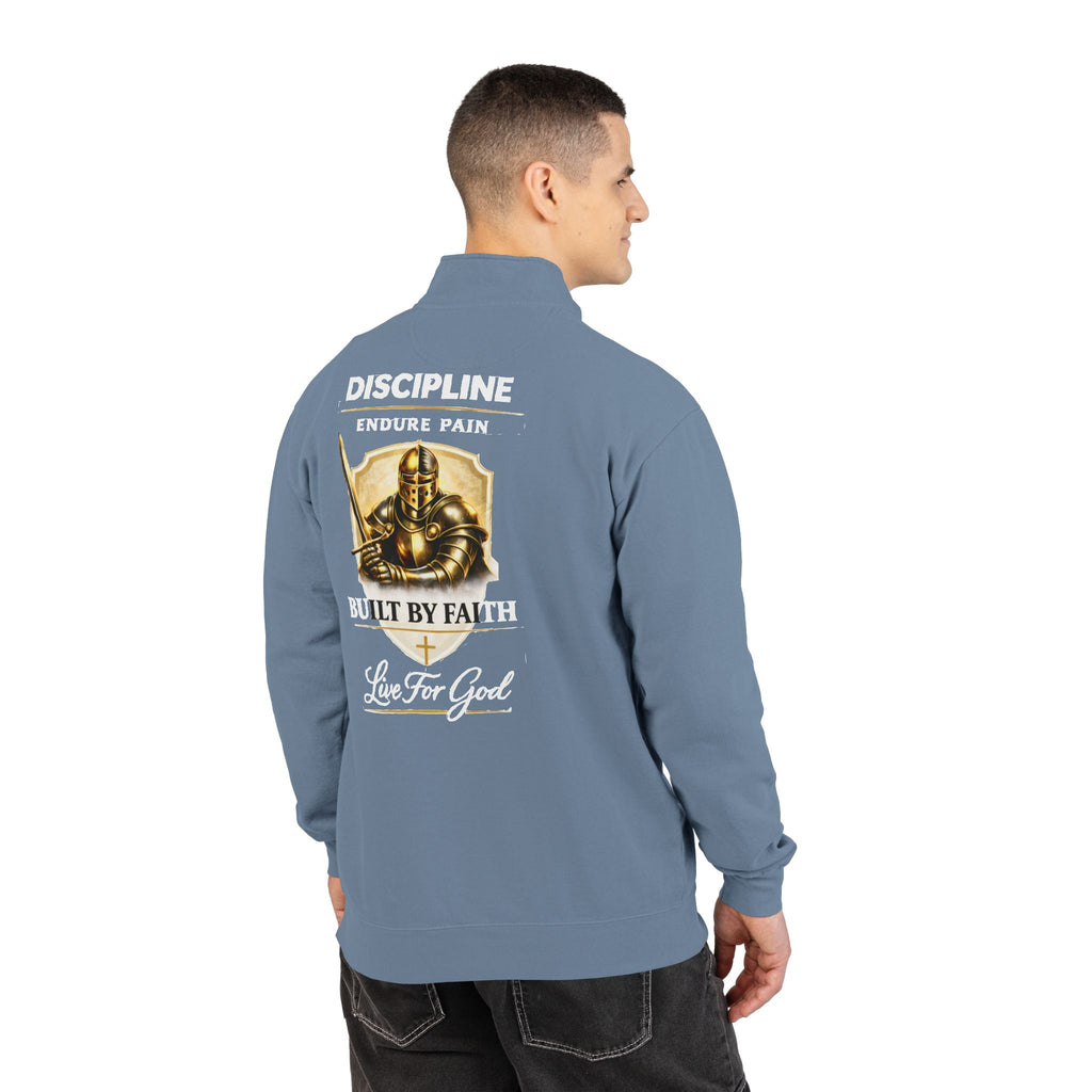 Discipline Endure Pain Built by Faith Quarter-Zip Sweatshirt – Christian Armor Pullover