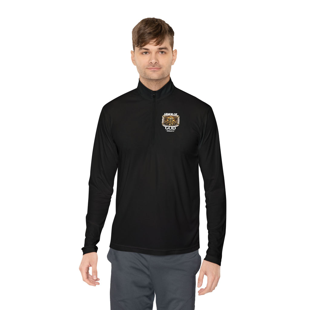 Discipline Built by Faith Quarter-Zip Pullover – Christian Performance Long Sleeve