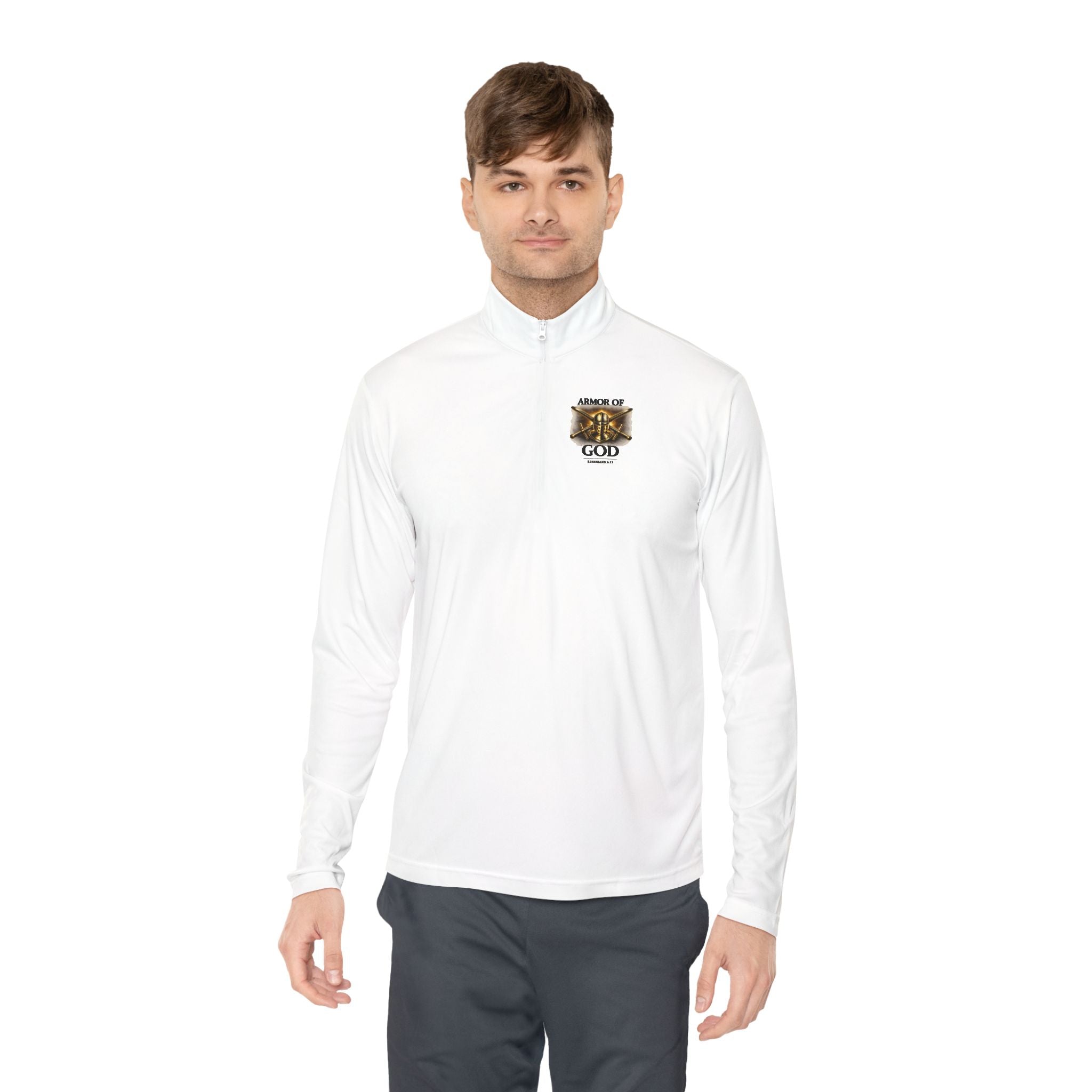 Discipline Built by Faith Quarter-Zip Pullover – Christian Performance Long Sleeve
