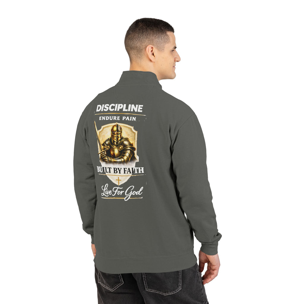 Discipline Endure Pain Built by Faith Quarter-Zip Sweatshirt – Christian Armor Pullover