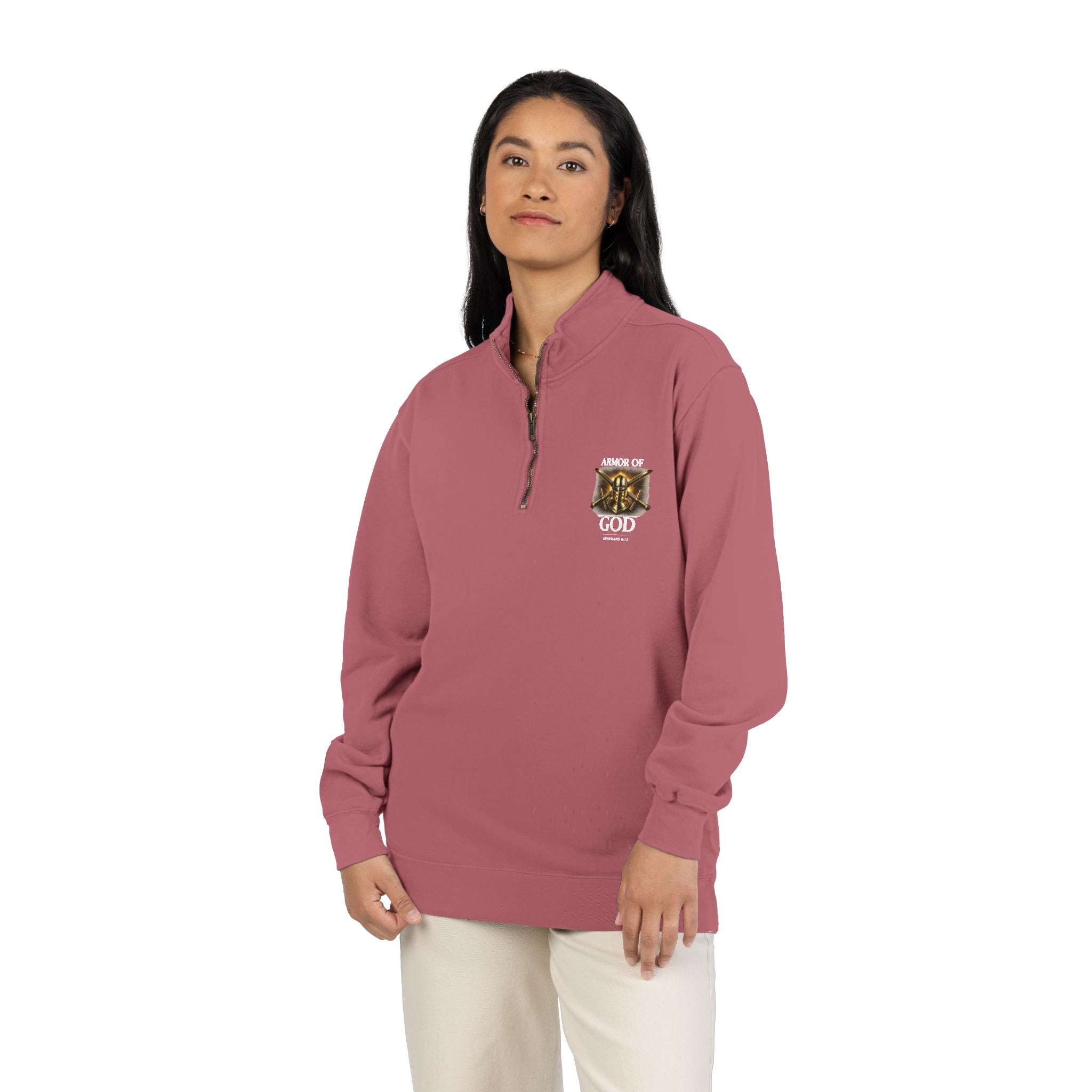 Discipline Endure Pain Built by Faith Quarter-Zip Sweatshirt – Christian Armor Pullover