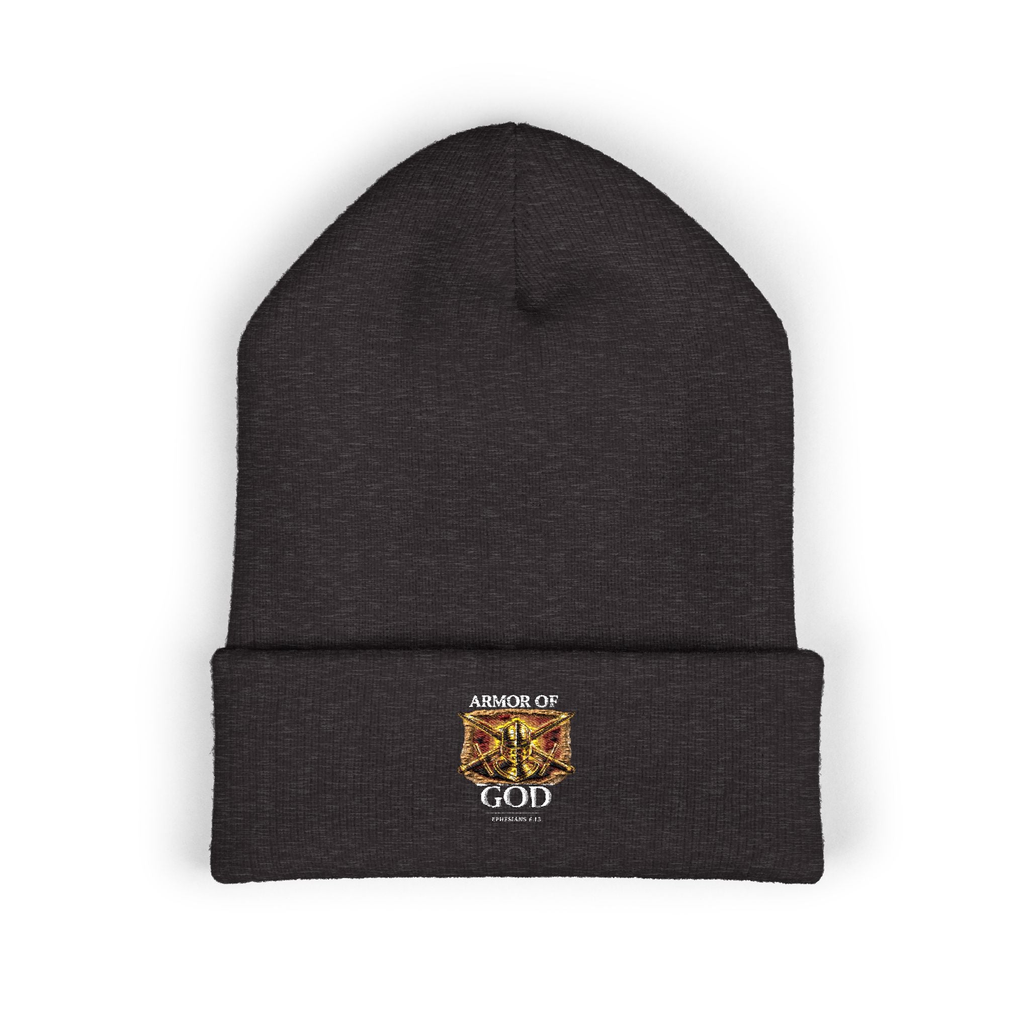 Embroidered lion patch cuffed hats